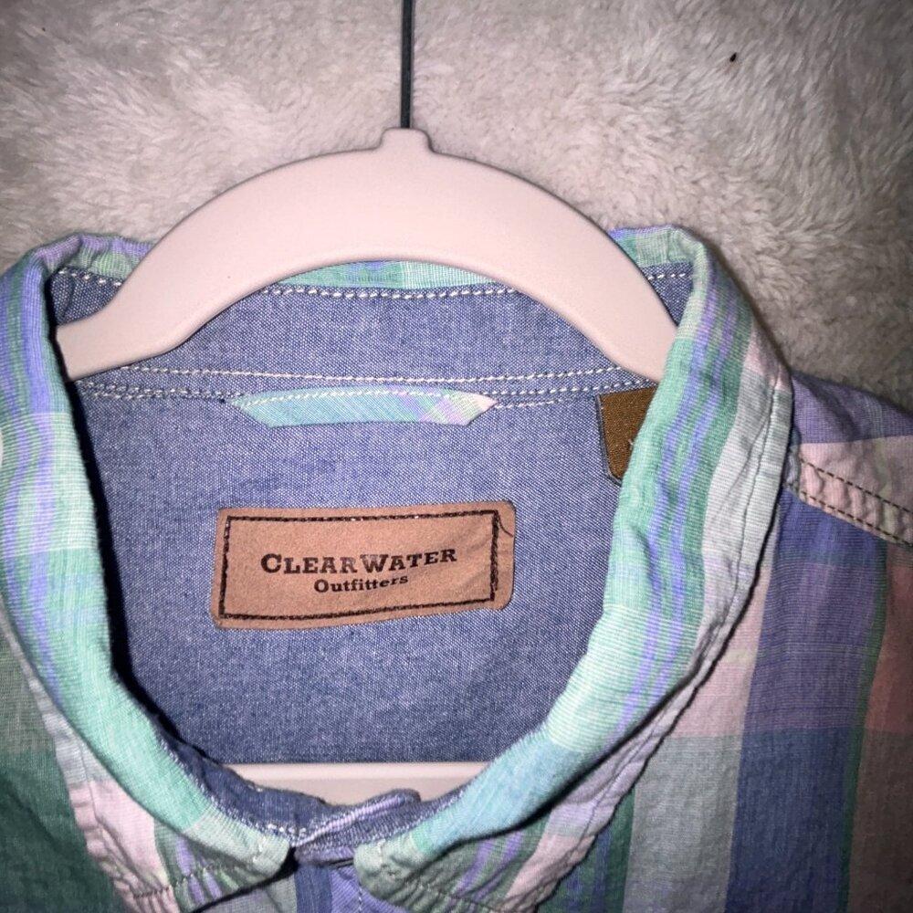 Clearwater Camp Shirt Cotton Blue Pink Green Mens Size XL 46" Chest - Picture 5 of 10